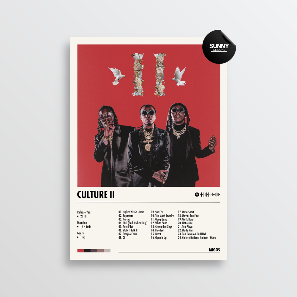 Migos Culture 2 merch custom album cover poster music poster personalized gifts poster mockup poster template album posters for wall Sunny Designs Poster 