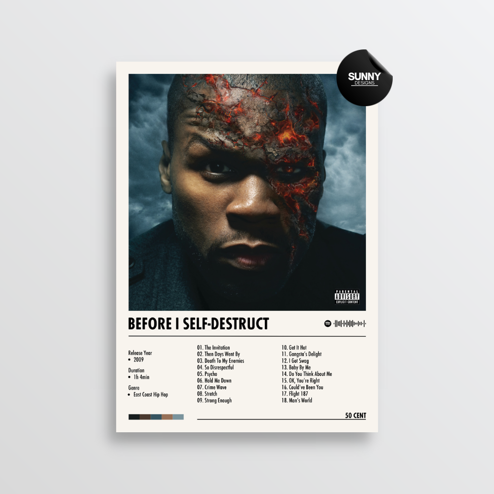 50 Cent Before I Self-Destruct merch custom album cover poster music poster personalized gifts poster mockup poster template album posters for wall tracklist Sunny Designs Poster
