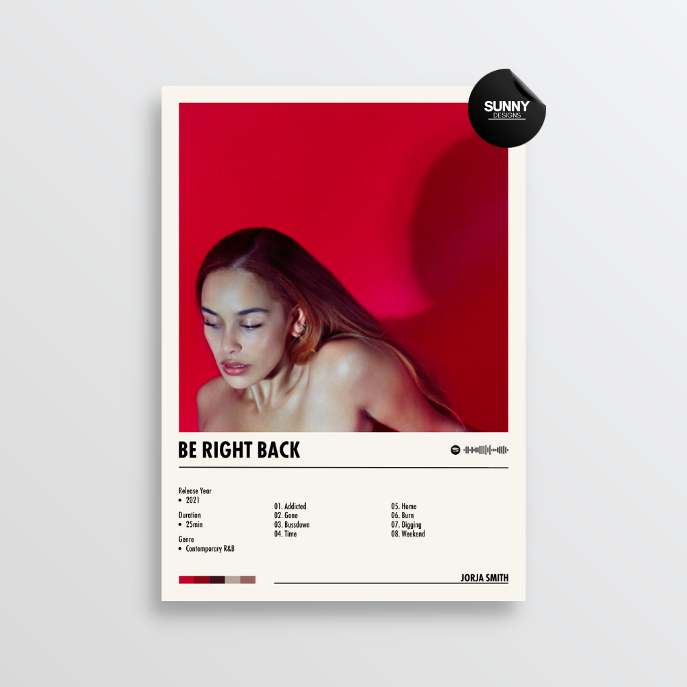 Jorja Smith Be Right Back merch custom album cover poster music poster personalized gifts poster mockup poster template album posters for wall Sunny Designs Poster 