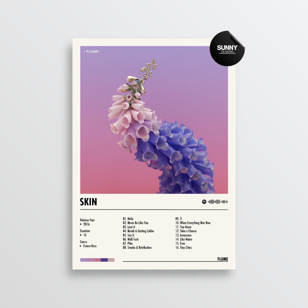 Flume Skin merch custom album cover poster music poster personalized gifts poster mockup poster template album posters for wall Sunny Designs Poster 