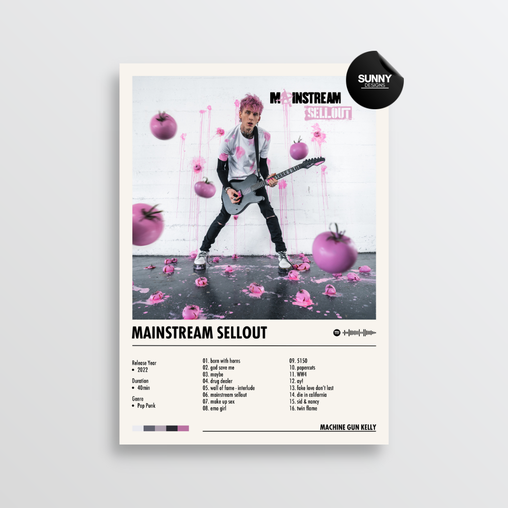 Machine Gun Kelly mainstream sellout merch custom album cover poster music poster personalized gifts poster mockup poster template album posters for wall Sunny Designs Poster 