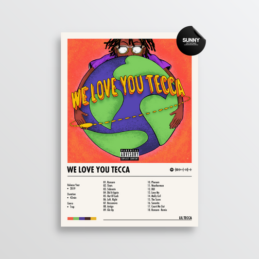 Lil Tecca We Love You Tecca merch custom album cover poster music poster personalized gifts poster mockup poster template album posters for wall Sunny Designs Poster 