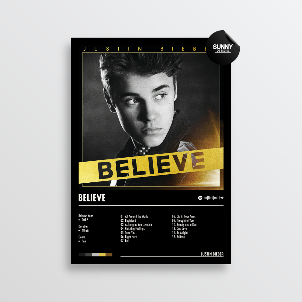 Justin Bieber Believe merch custom album cover poster music poster personalized gifts poster mockup poster template Sunny Designs Poster