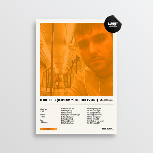 Fred again.. Actual Life 2 (February 2 - October 15 2021) merch custom album cover poster music poster personalized gifts poster mockup poster template album posters for wall Sunny Designs Poster 