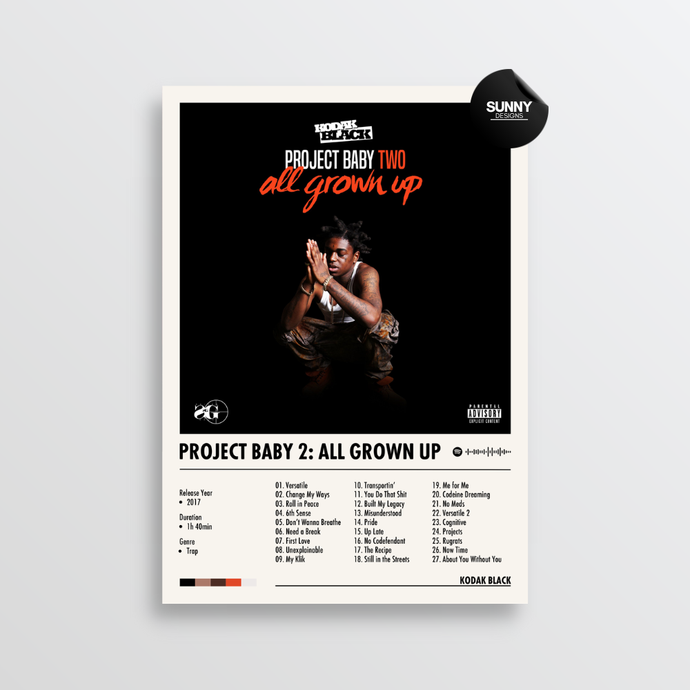 Project Baby 2 All Grown Up merch custom album cover poster music poster personalized gifts poster mockup poster template album posters for wall tracklist Sunny Designs Poster
