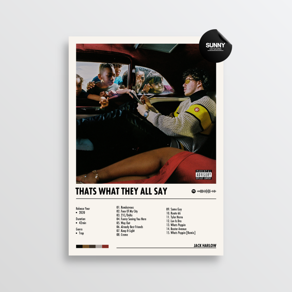 Jack Harlow Thats What They All Say merch custom album cover poster music poster personalized gifts poster mockup poster template album posters for wall Sunny Designs Poster 