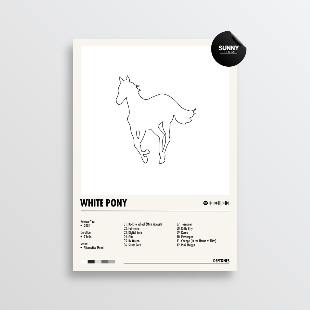 Deftones White Pony merch custom album cover poster music poster personalized gifts poster mockup poster template album posters for wall Sunny Designs Poster 