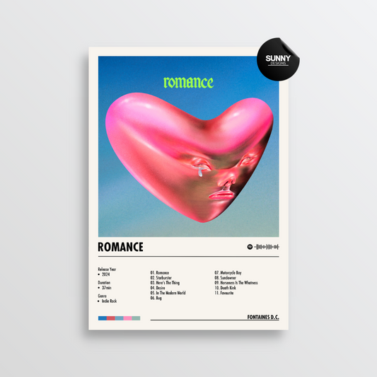 Fontaines DC Romance merch custom album cover poster music poster personalized gifts poster mockup poster template album posters for wall tracklist Sunny Designs Poster
