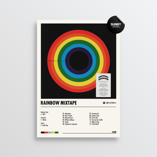 COIN Rainbow Mixtape merch custom album cover poster music poster personalized gifts poster mockup poster template album posters for wall Sunny Designs Poster 