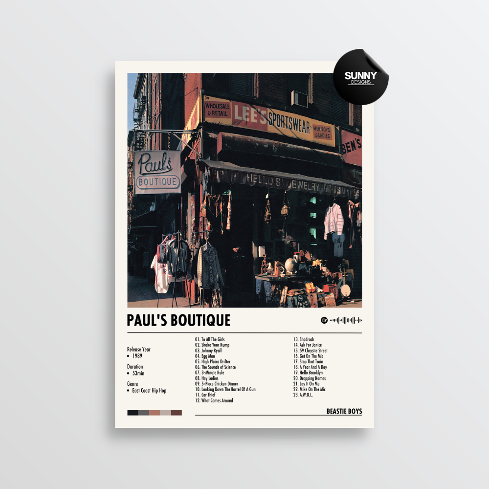 Beastie Boys Paul's Boutique merch custom album cover poster music poster personalized gifts poster mockup poster template album posters for wall Sunny Designs Poster 