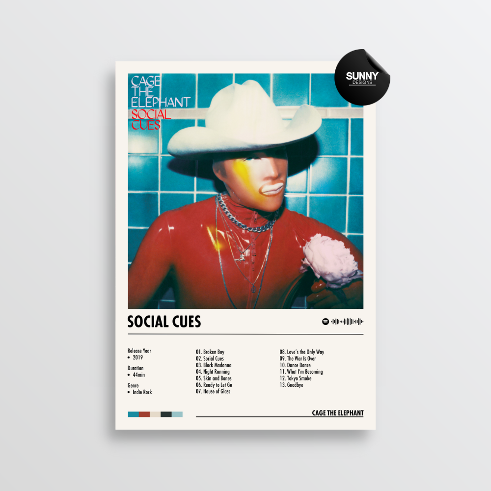 Cage the Elephant Social Cues merch custom album cover poster music poster personalized gifts poster mockup poster template album posters for wall Sunny Designs Poster 