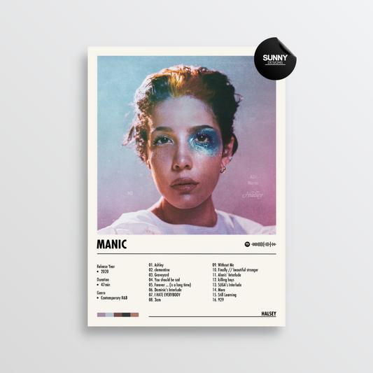 Halsey Manic merch custom album cover poster music poster personalized gifts poster mockup poster template album posters for wall Sunny Designs Poster 