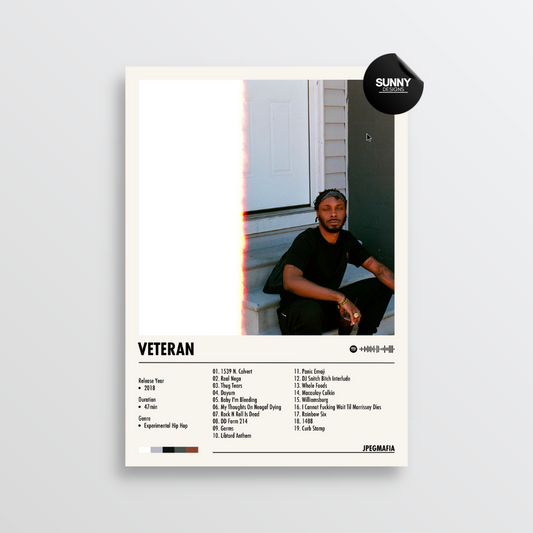 JPEGMAFIA Veteran merch custom album cover poster music poster personalized gifts poster mockup poster template album posters for wall Sunny Designs Poster 