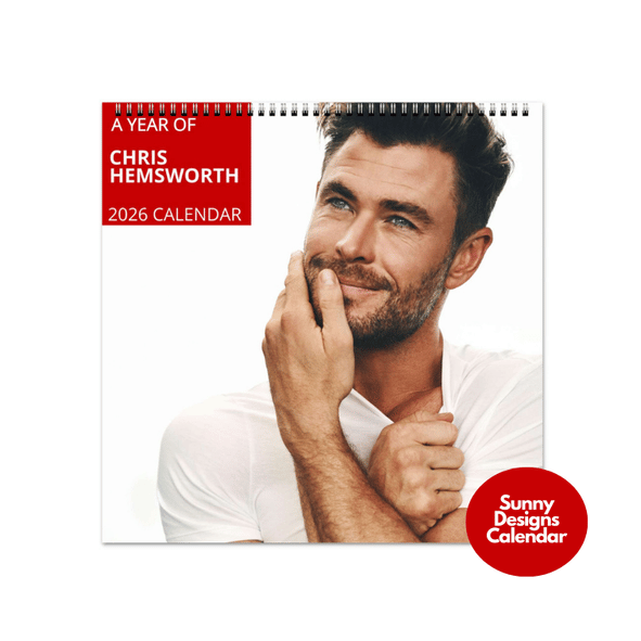 Chris Hemsworth 2026 Wall Calendar - Sunny Designs Posters Celebrity Wall Art - Unique Gift - Celebrity Calendar Planner Desk
