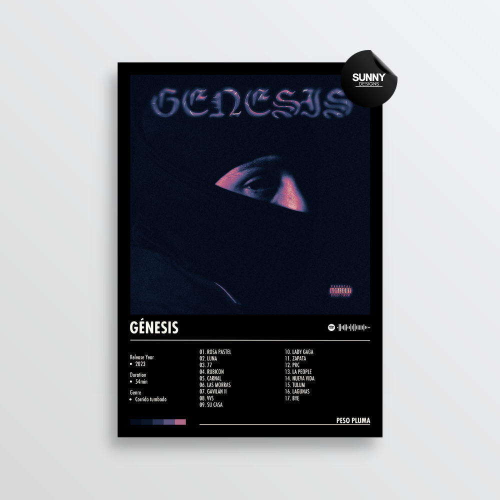 Peso Pluma GENESIS merch custom album cover poster music poster personalized gifts poster mockup poster template album posters for wall Sunny Designs Poster
