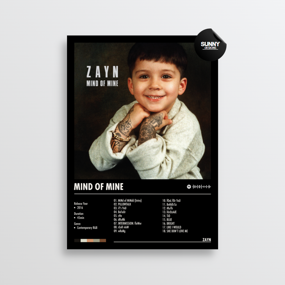 ZAYN Mind of Mine merch custom album cover poster music poster personalized gifts poster mockup poster template Sunny Designs Poster