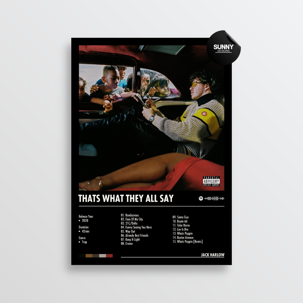 Jack Harlow Thats What They All Say merch custom album cover poster music poster personalized gifts poster mockup poster template album posters for wall Sunny Designs Poster 