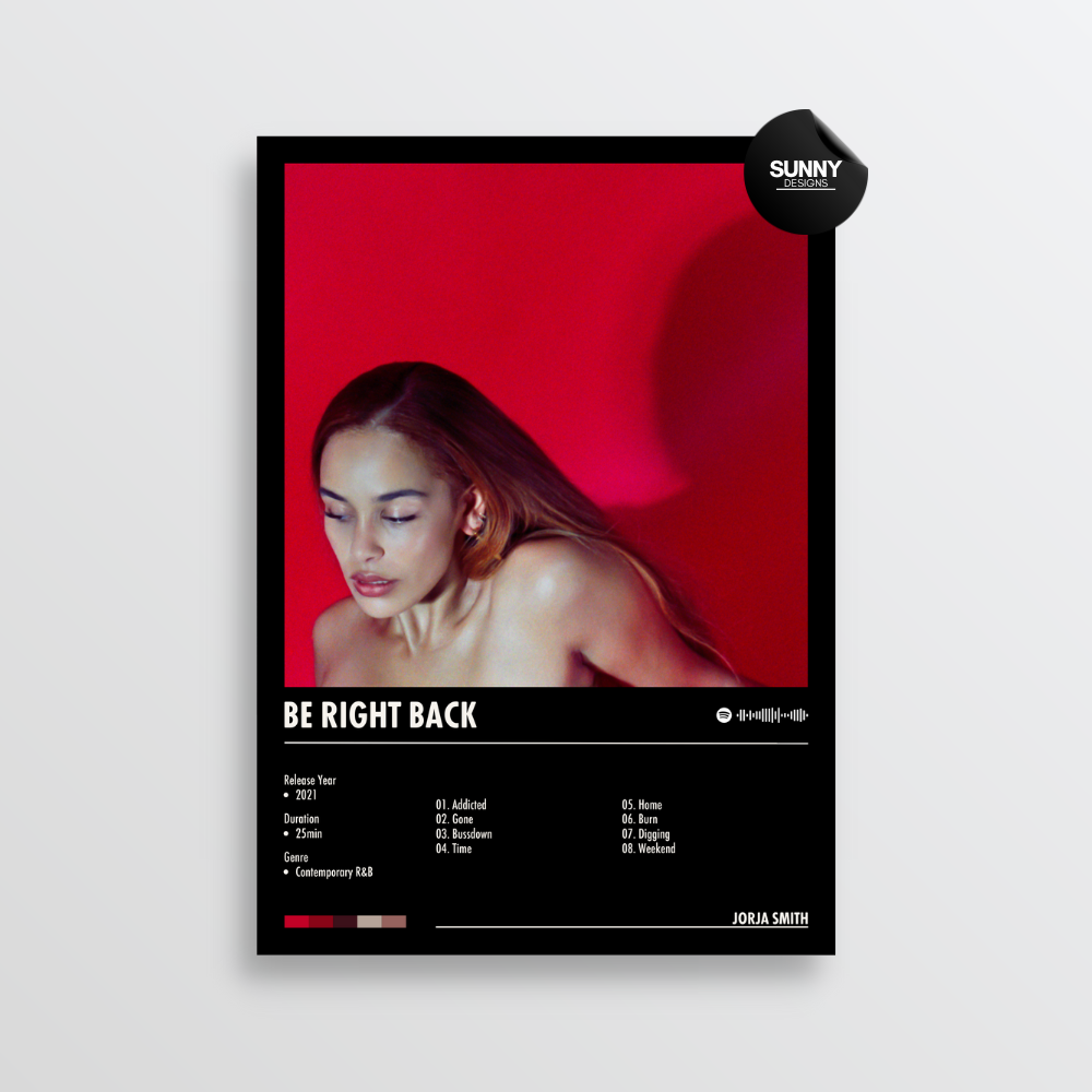 Jorja Smith Be Right Back merch custom album cover poster music poster personalized gifts poster mockup poster template album posters for wall Sunny Designs Poster 