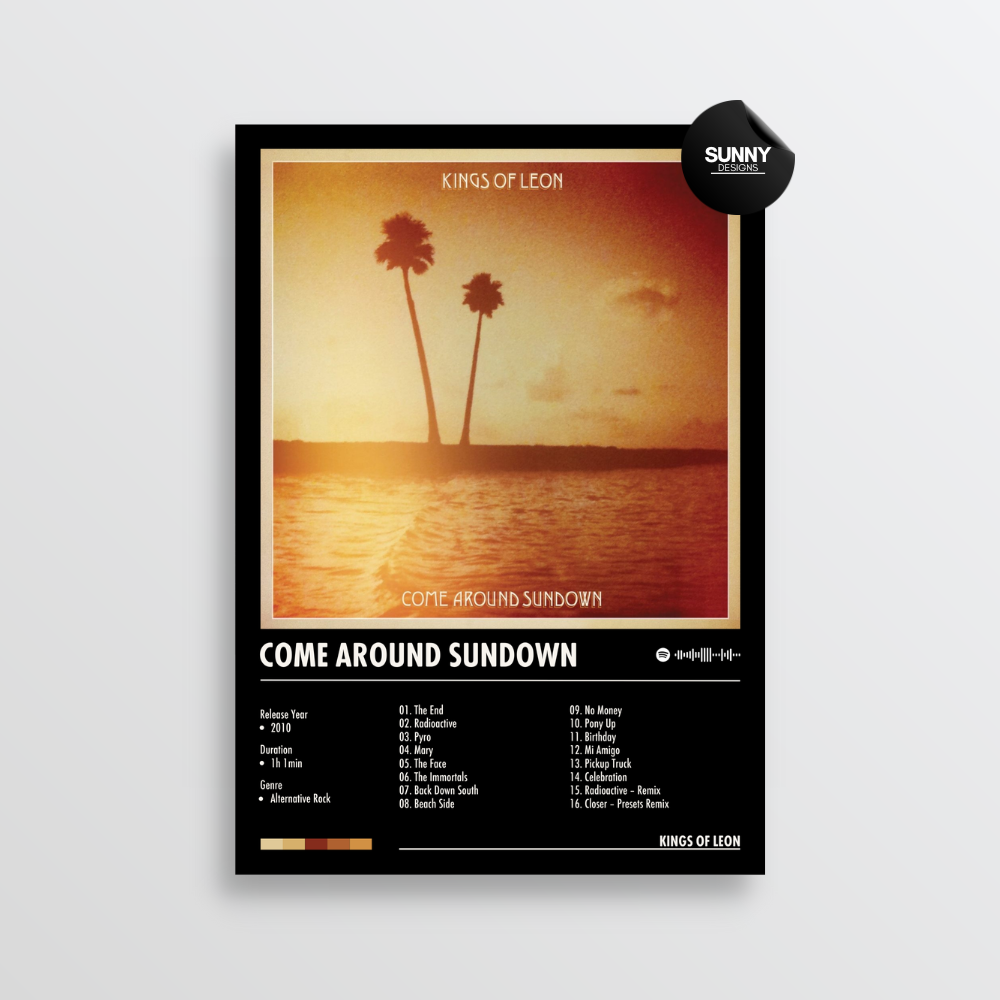Kings of Leon Come Around Sundown tracklist merch custom album cover poster music poster personalized gifts poster mockup poster template album posters for wall Sunny Designs Poster 