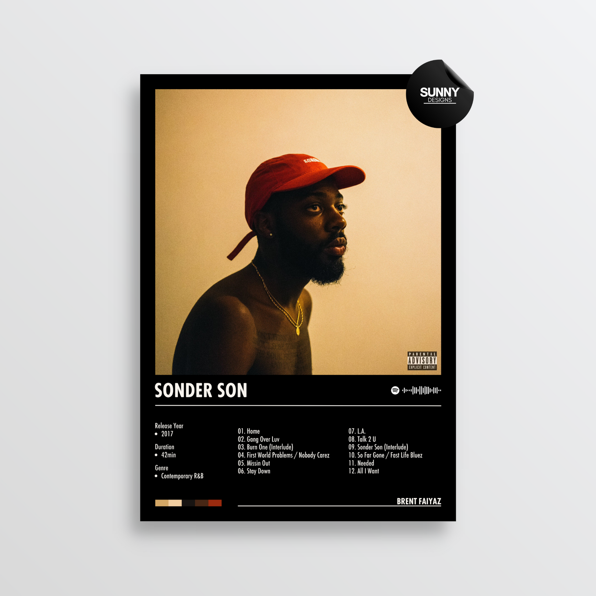 Brent Faiyaz Sonder Son merch custom album cover poster music poster personalized gifts poster mockup poster template Sunny Designs Poster 