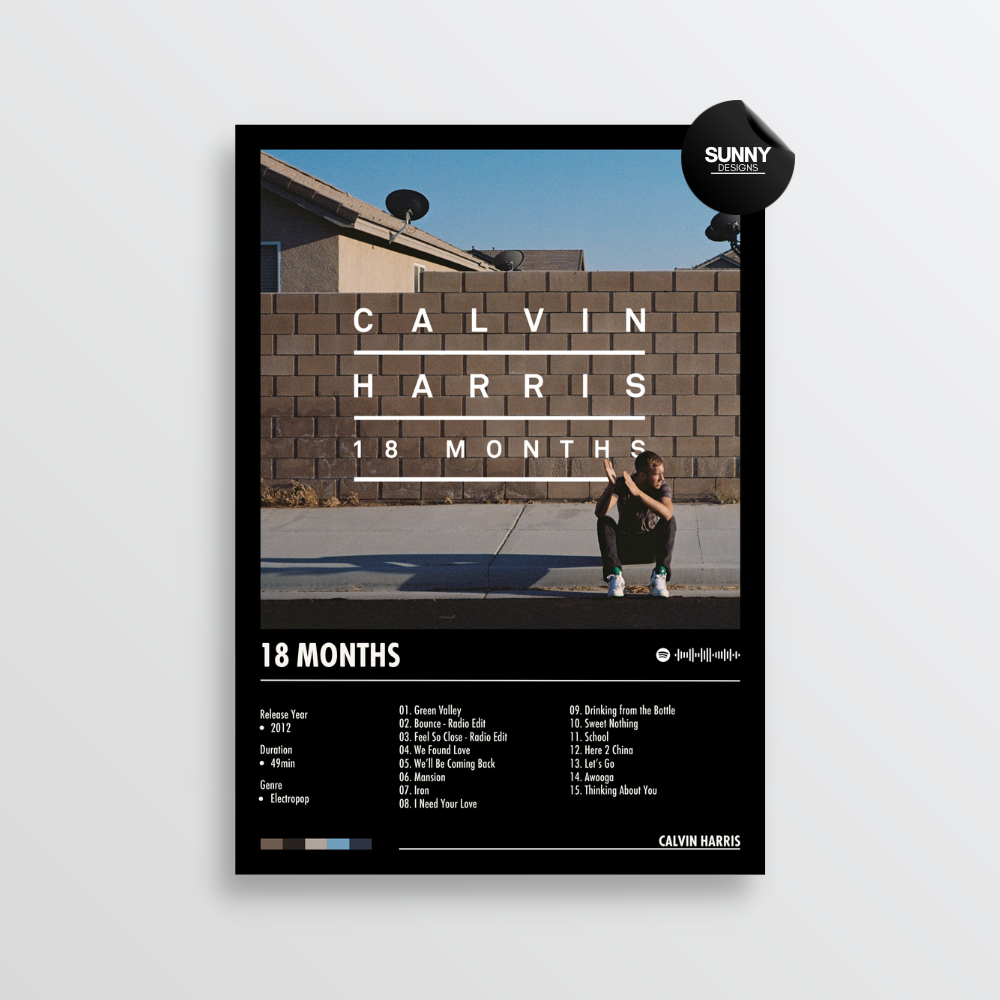 Calvin Harris 18 Months merch custom album cover poster music poster personalized gifts poster mockup poster template album posters for wall Sunny Designs Poster 