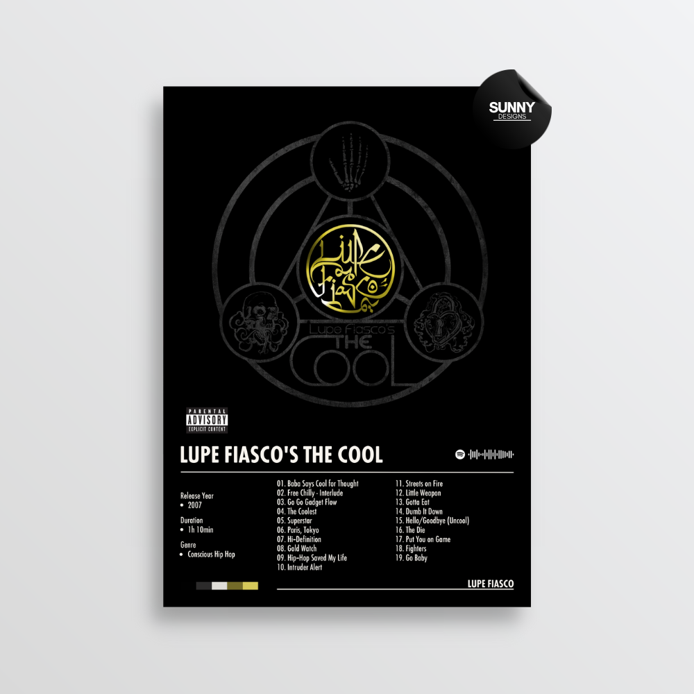 Lupe Fiasco Lupe Fiasco's The Cool merch custom album cover poster music poster personalized gifts poster mockup poster template album posters for wall tracklist Sunny Designs Poster
