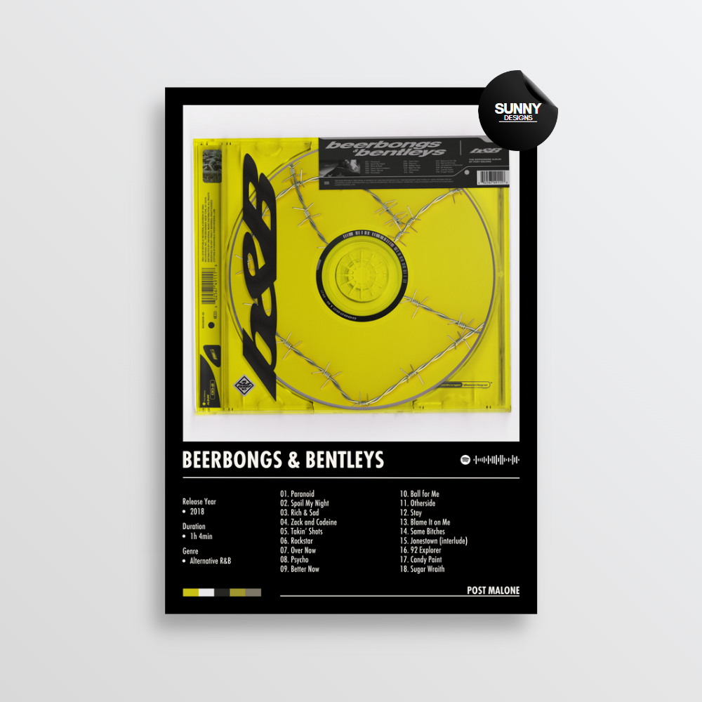 Post Malone Beerbongs & Bentleys merch custom album cover poster music poster personalized gifts poster mockup poster template Sunny Designs Poster