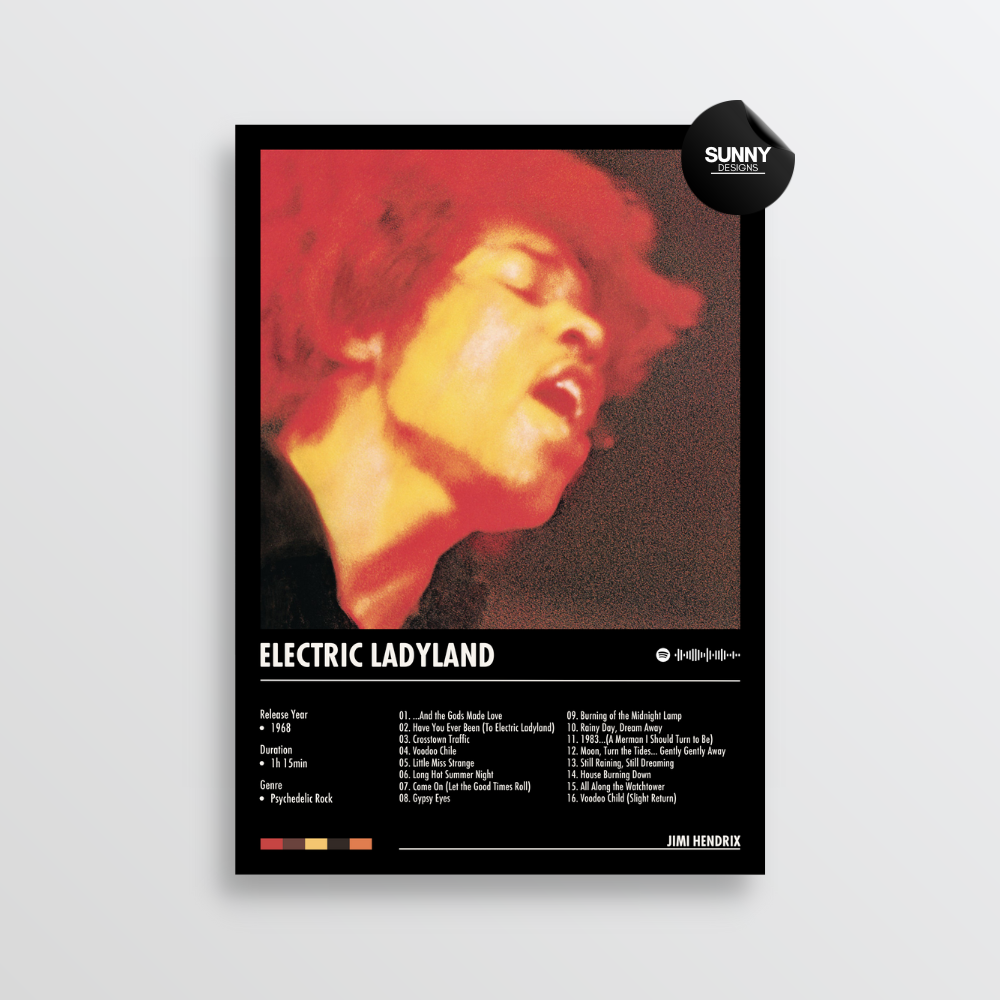 Jimi Hendrix Electric Ladyland merch custom album cover poster music poster personalized gifts poster mockup poster template album posters for wall Sunny Designs Poster 