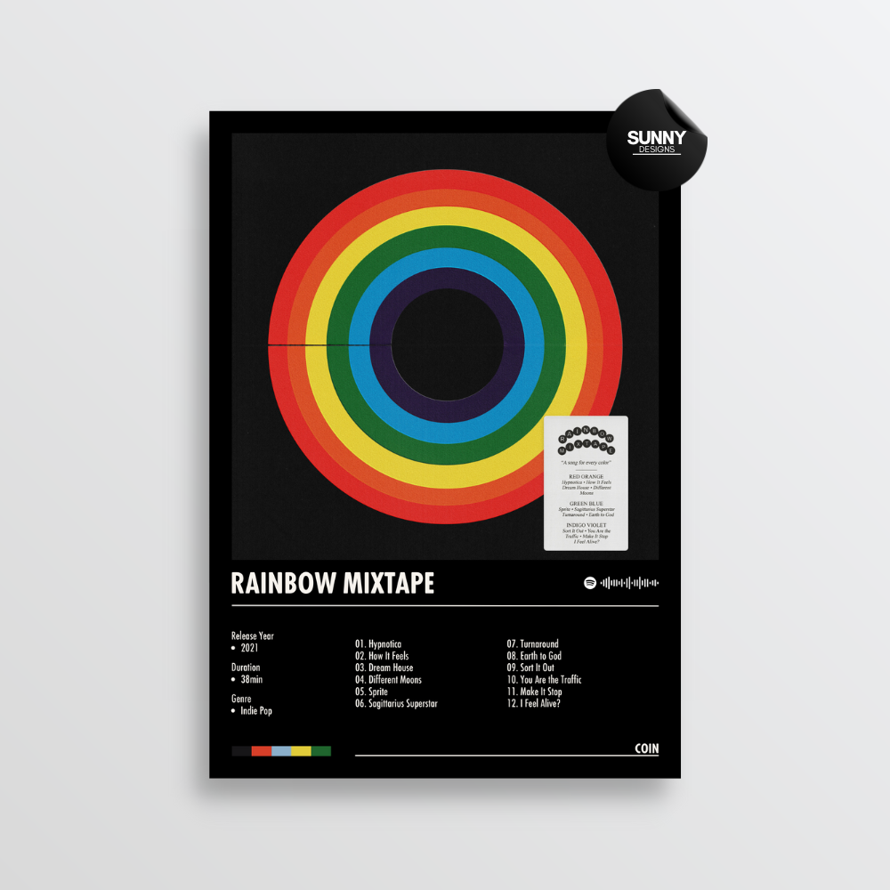 COIN Rainbow Mixtape merch custom album cover poster music poster personalized gifts poster mockup poster template album posters for wall Sunny Designs Poster 