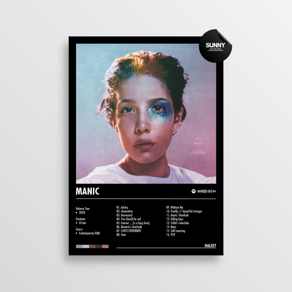 Halsey Manic merch custom album cover poster music poster personalized gifts poster mockup poster template album posters for wall Sunny Designs Poster 