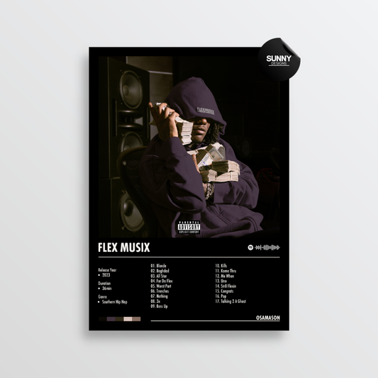OsamaSon Flex Musix  tracklist merch custom album cover poster music poster personalized gifts poster mockup poster template album posters for wall Sunny Designs Poster 