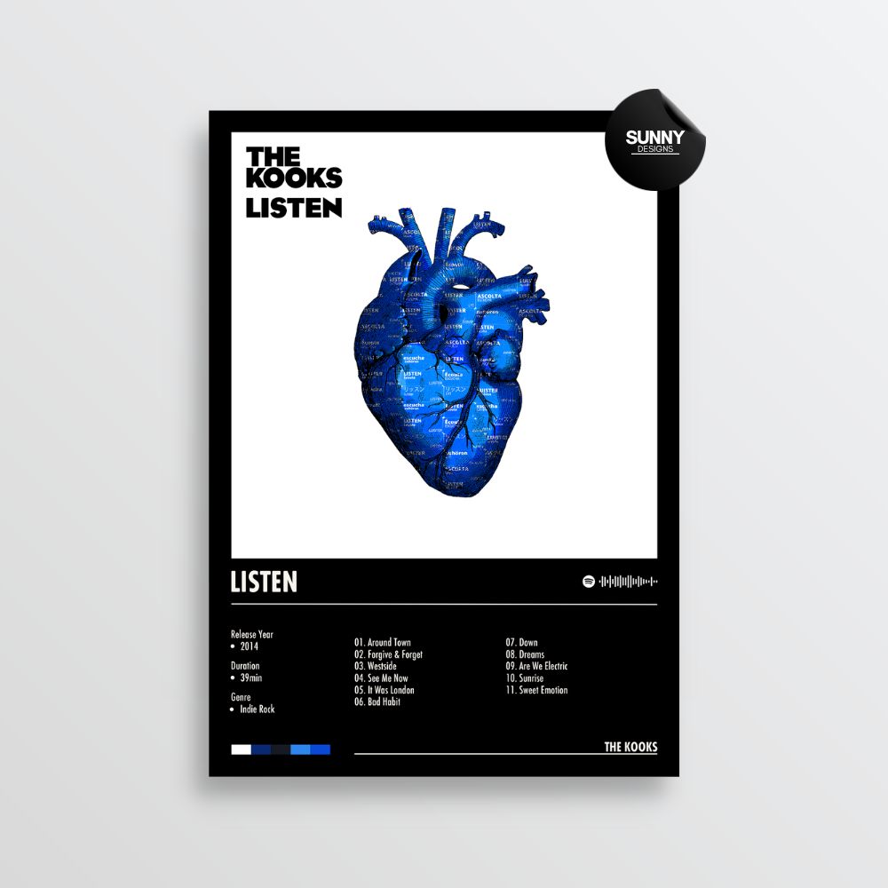 The Kooks Listen merch custom album cover poster music poster personalized gifts poster mockup poster template album posters for wall tracklist Sunny Designs Poster
