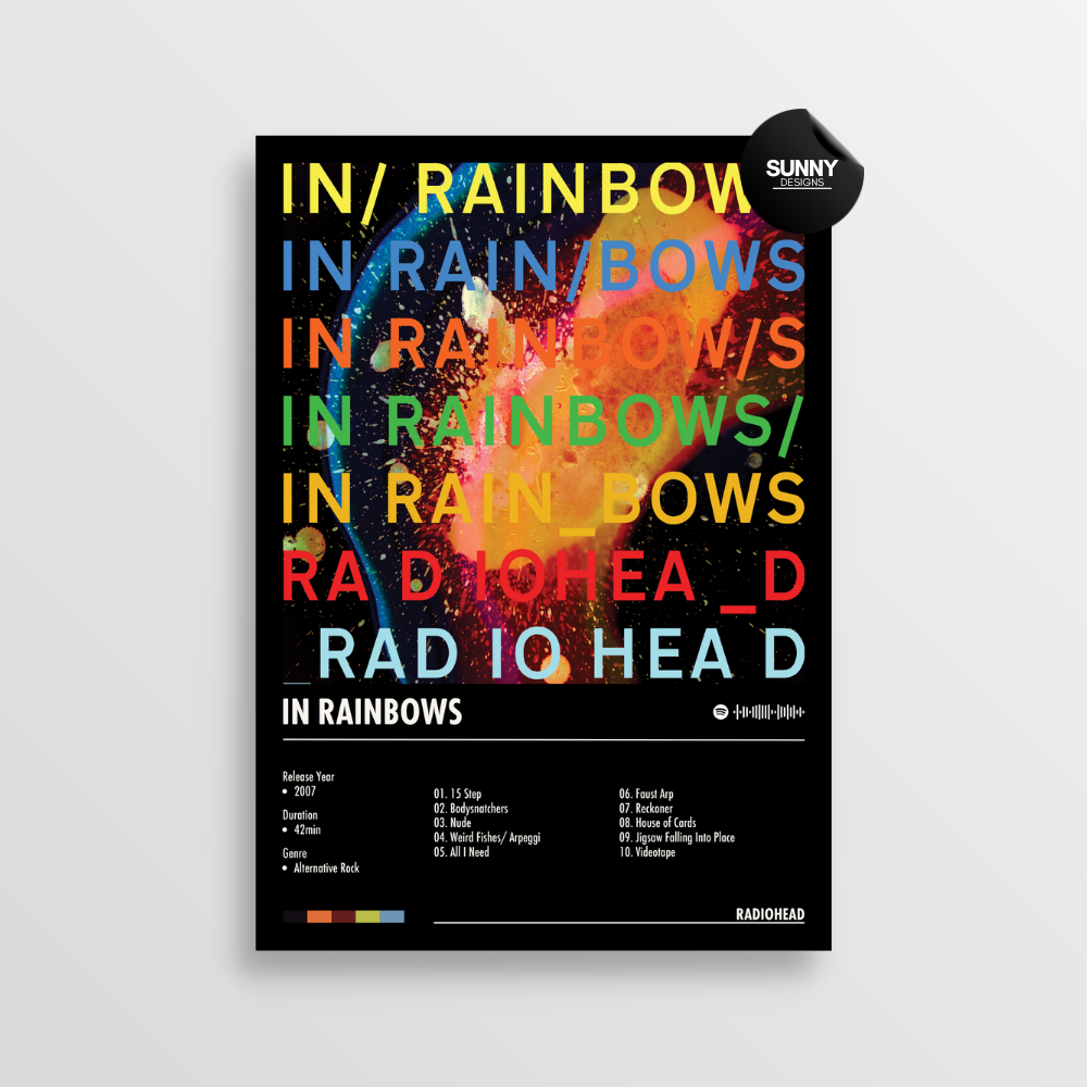 Radiohead In Rainbows merch custom album cover poster music poster personalized gifts poster mockup poster template album posters for wall Sunny Designs Poster 