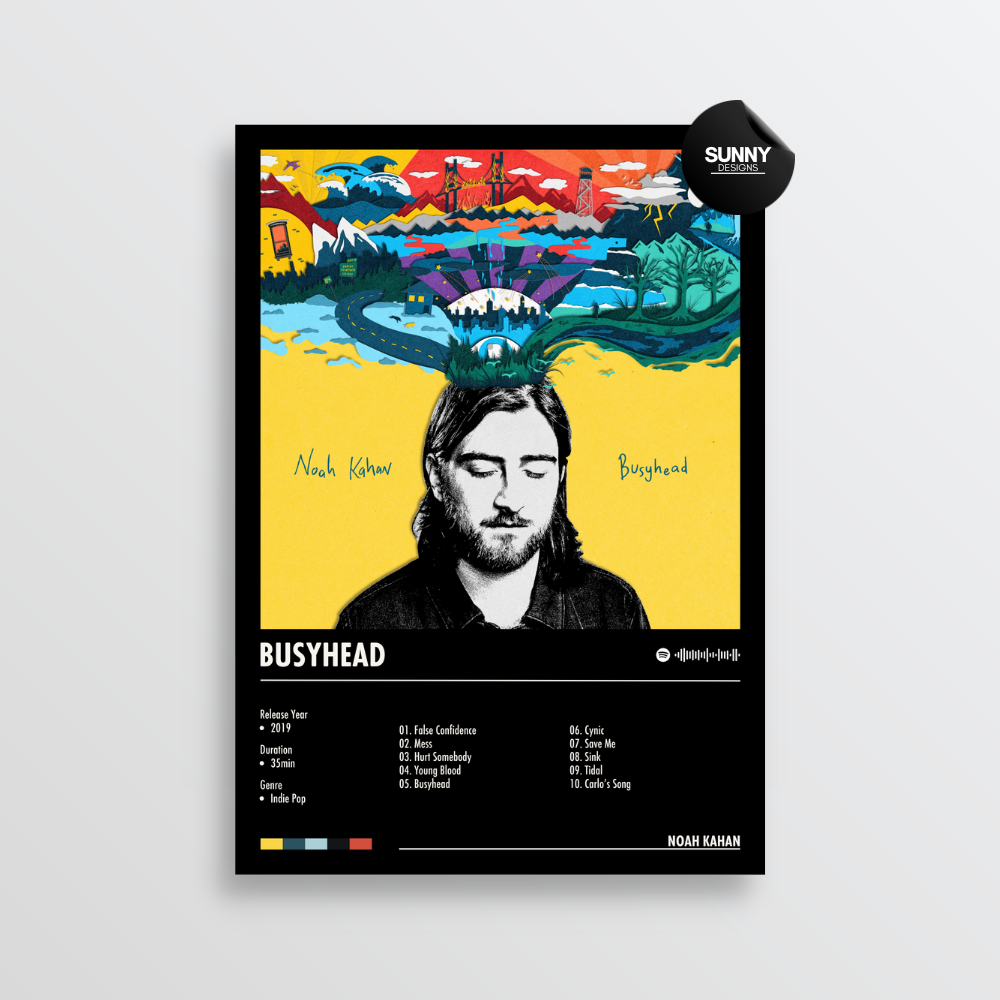 Noah Kahan Busyhead merch custom album cover poster music poster personalized gifts poster mockup poster template album posters for wall Sunny Designs Poster 