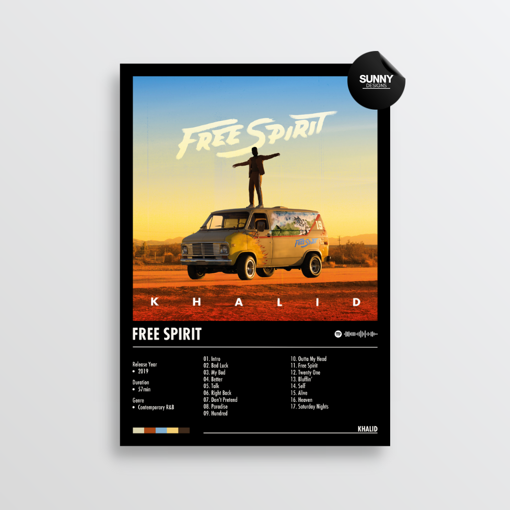 Khalid Free Spirit merch custom album cover poster music poster personalized gifts poster mockup poster template album posters for wall Sunny Designs Poster 