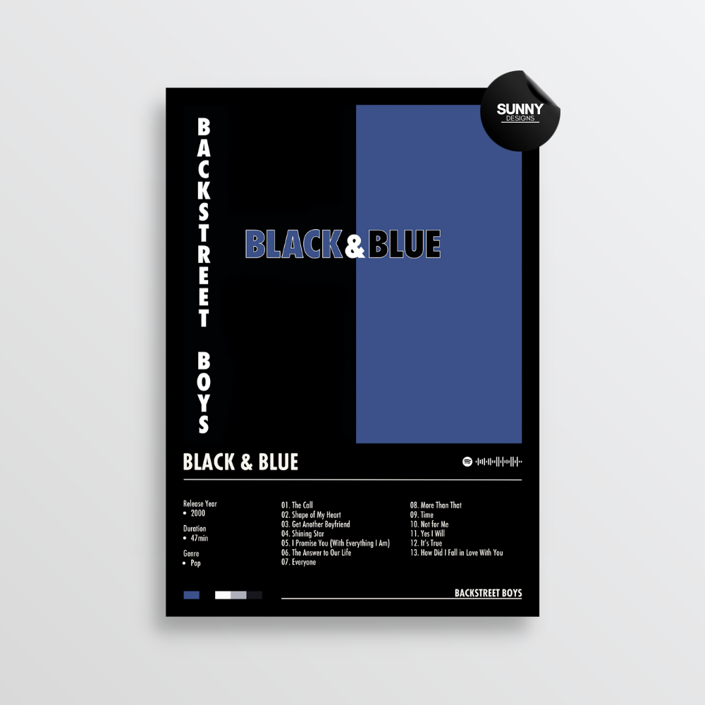 Backstreet Boys Black and Blue merch custom album cover poster music poster personalized gifts poster mockup poster template album posters for wall tracklist Sunny Designs Poster
