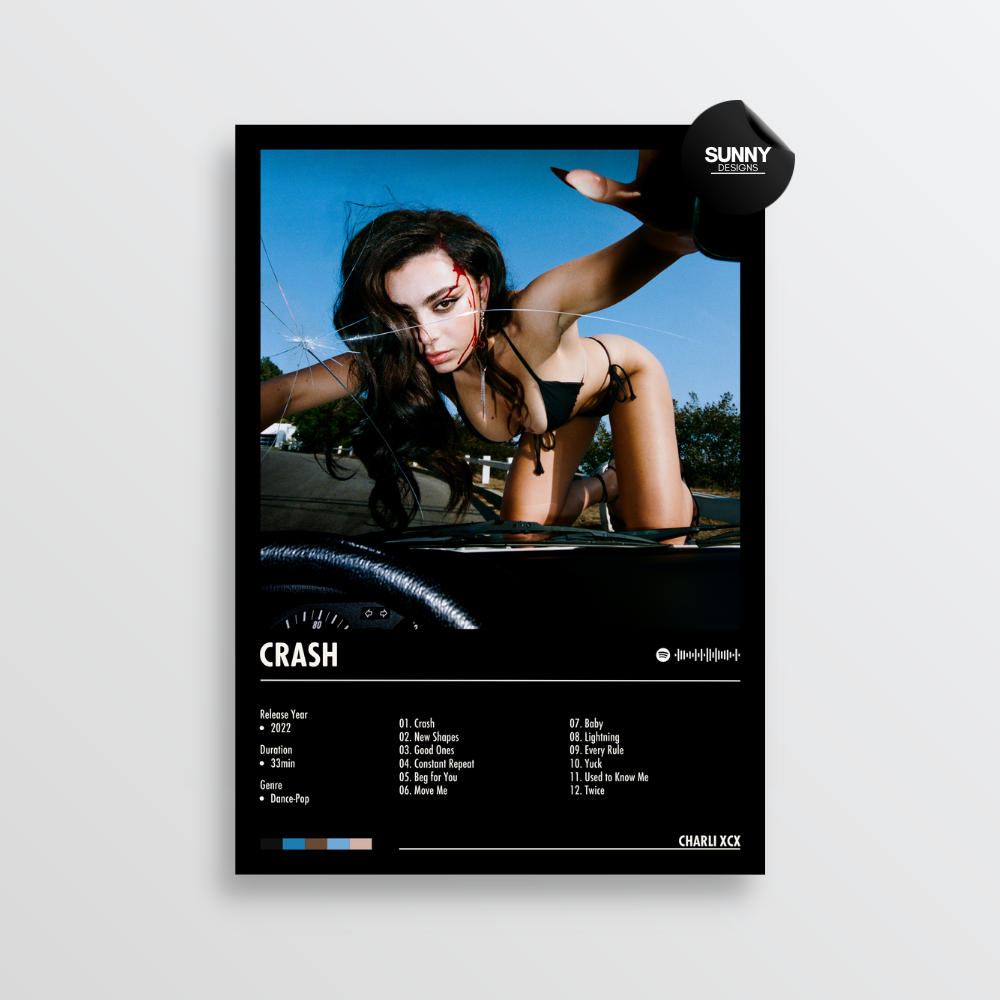 Charli XCX CRASH merch custom album cover poster music poster personalized gifts poster mockup poster template album posters for wall Sunny Designs Poster 