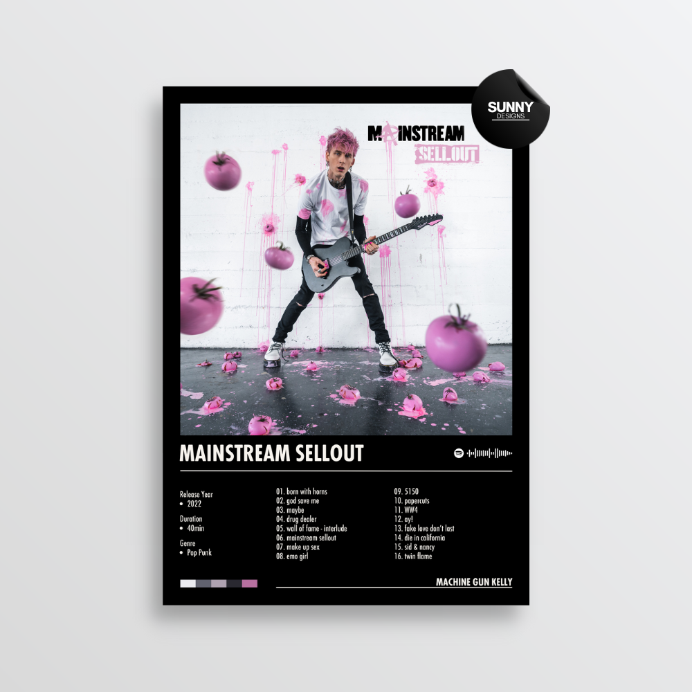 Machine Gun Kelly mainstream sellout merch custom album cover poster music poster personalized gifts poster mockup poster template album posters for wall Sunny Designs Poster 