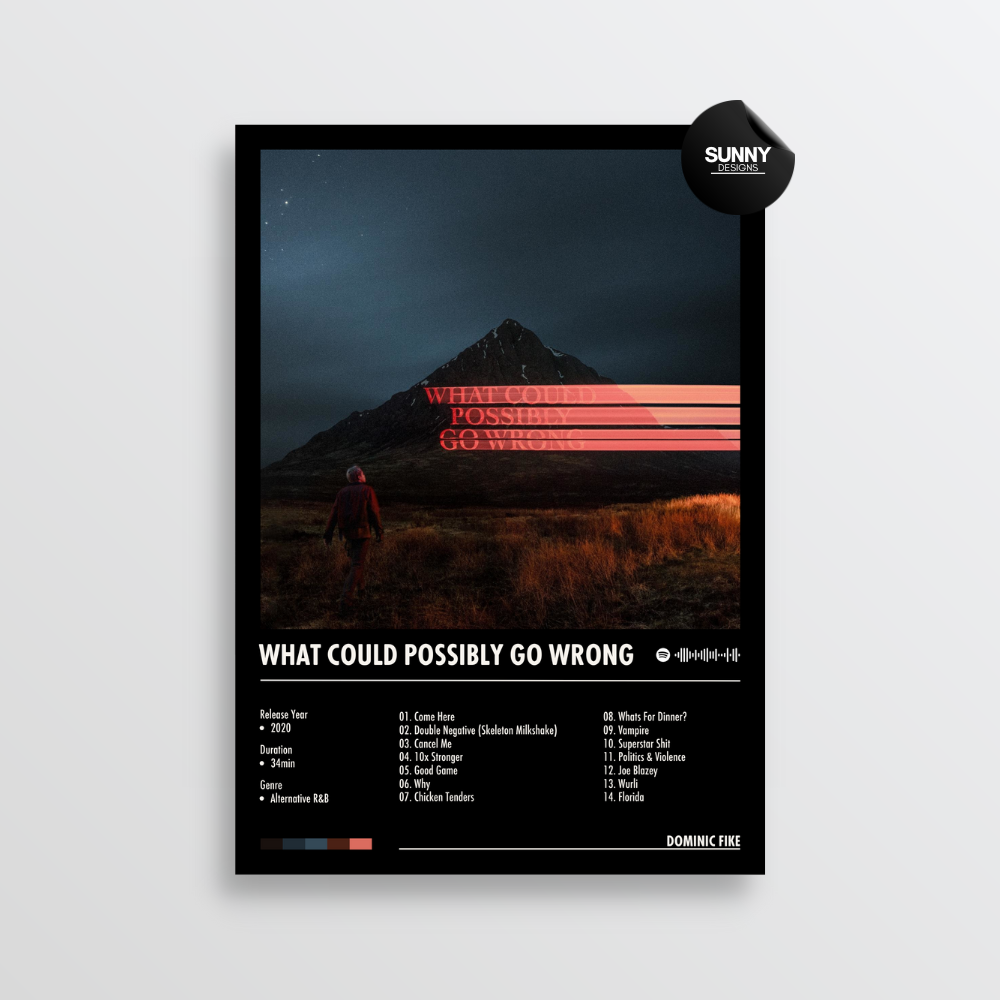 Dominic Fike What Could Possibly Go Wrong merch custom album cover poster music poster personalized gifts poster mockup poster template album posters for wall Sunny Designs Poster 