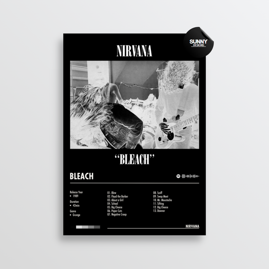 Nirvana Bleach merch custom album cover poster music poster personalized gifts poster mockup poster template Sunny Designs Poster