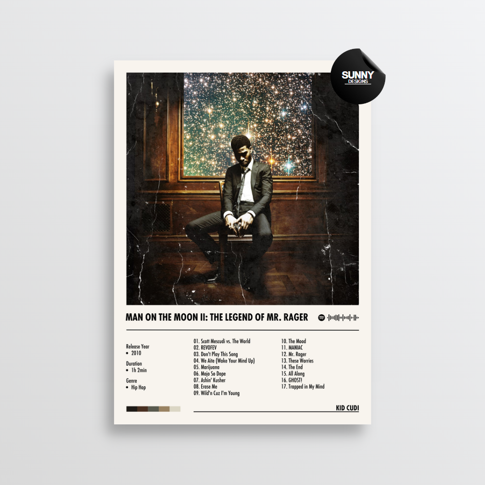 Kid Cudi Man On The Moon II The Legend Of Mr. Rager merch custom album cover poster music poster personalized gifts poster mockup poster template Sunny Designs Poster 