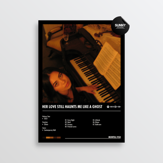 Montell Fish Her Love Still Haunts Me Like a Ghost tracklist merch custom album cover poster music poster personalized gifts poster mockup poster template album posters for wall Sunny Designs Poster 