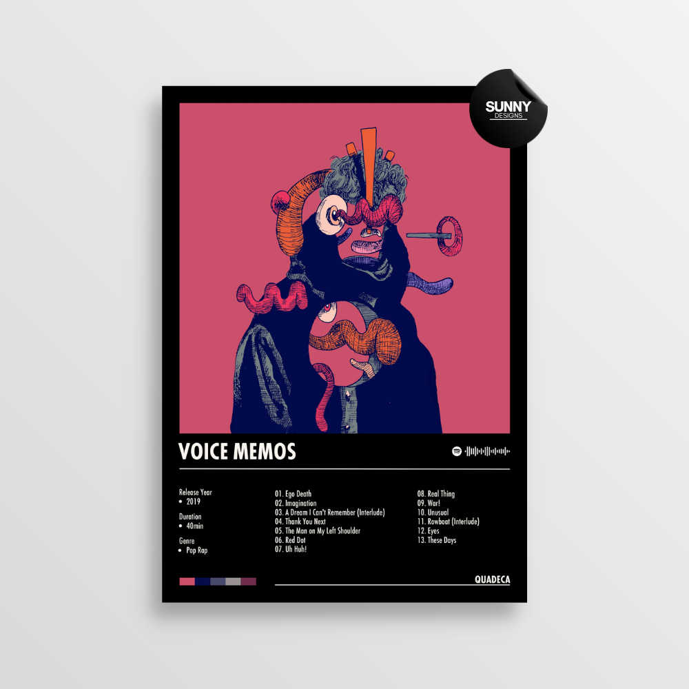 Quadeca Voice Memos merch custom album cover poster music poster personalized gifts poster mockup poster template album posters for wall Sunny Designs Poster 