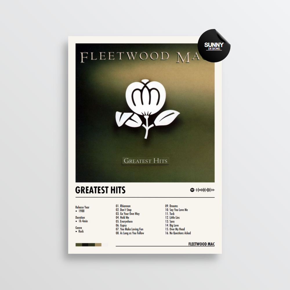 Fleetwood Mac Greatest Hits merch custom album cover poster music poster personalized gifts poster mockup poster template Sunny Designs Poster