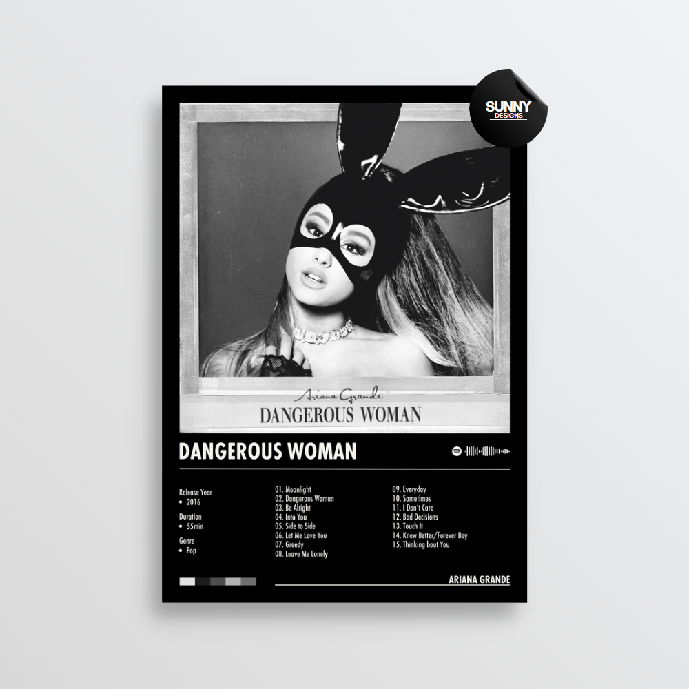 Ariana Grande Dangerous Woman merch custom album cover poster music poster personalized gifts poster mockup poster template Sunny Designs Poster 