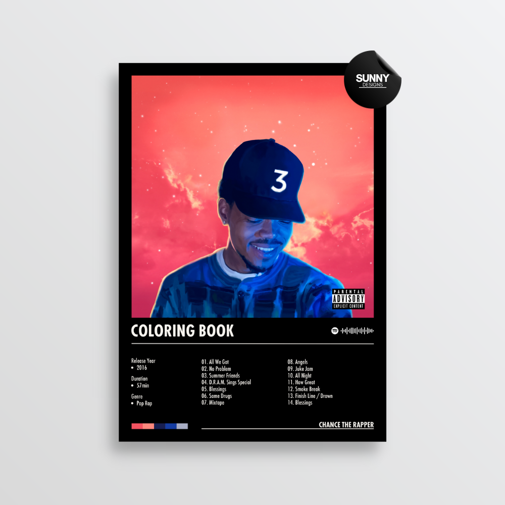 Chance the Rapper Coloring Book merch custom album cover poster music poster personalized gifts poster mockup poster template album posters for wall Sunny Designs Poster 