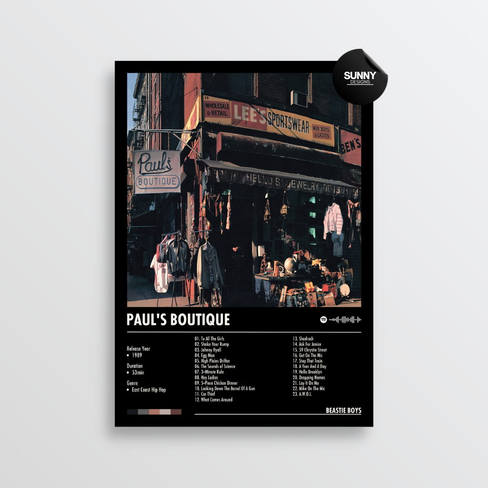 Beastie Boys Paul's Boutique merch custom album cover poster music poster personalized gifts poster mockup poster template album posters for wall Sunny Designs Poster 