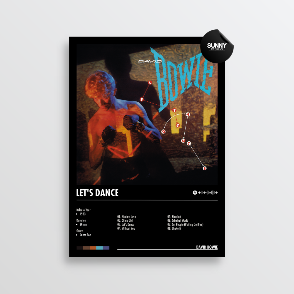 David Bowie Let's Dance merch custom album cover poster music poster personalized gifts poster mockup poster template album posters for wall Sunny Designs Poster 