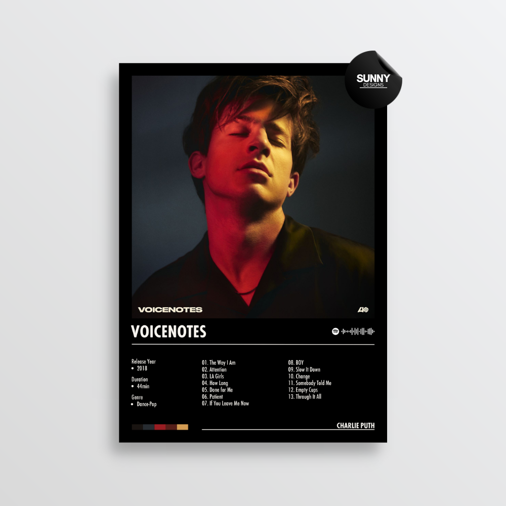 Charlie Puth Voicenotes merch custom album cover poster music poster personalized gifts poster mockup poster template album posters for wall Sunny Designs Poster 