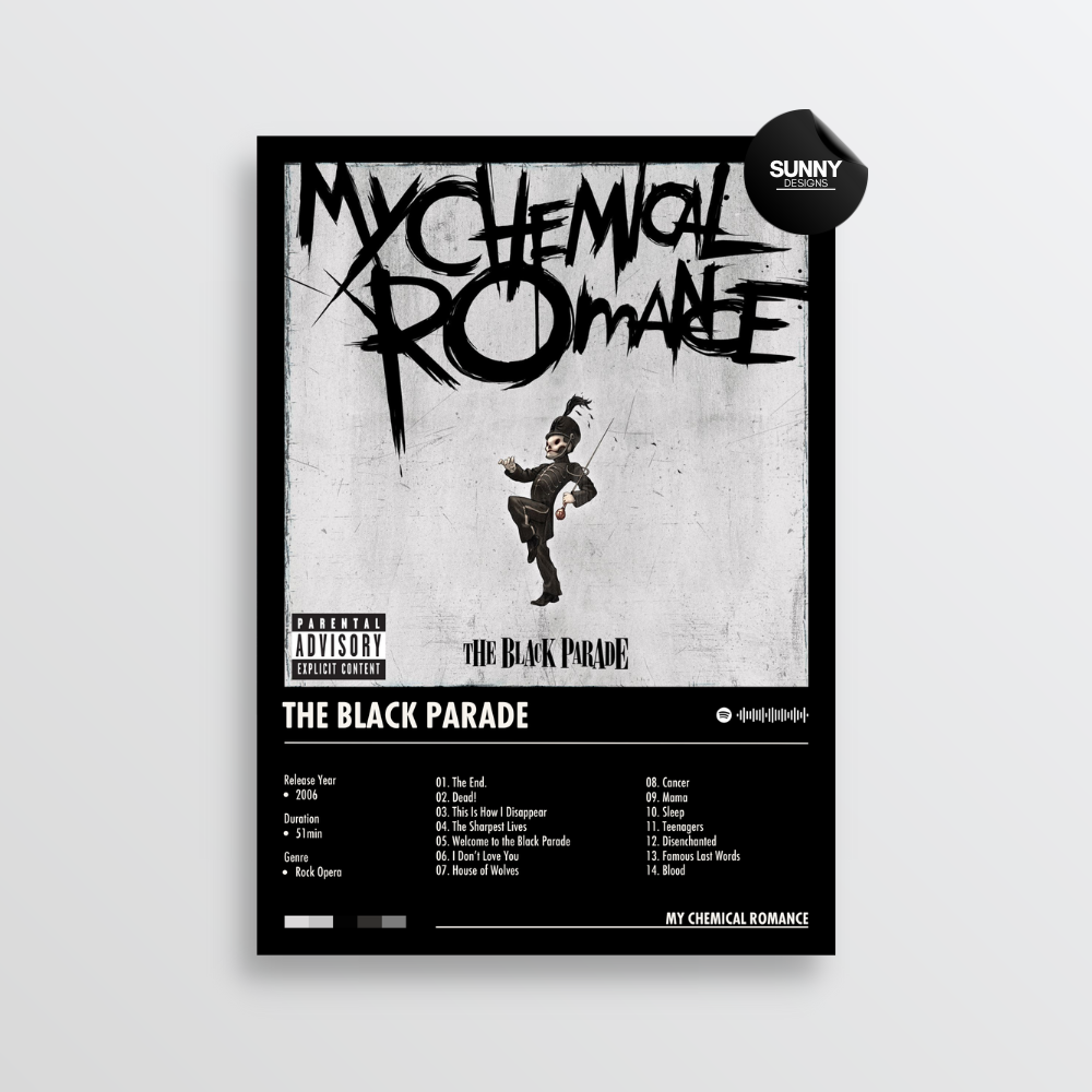 My Chemical Romance The Black Parade merch custom album cover poster music poster personalized gifts poster mockup poster template album posters for wall Sunny Designs Poster
